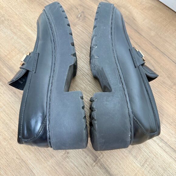 Steve Madden Approach Vegan Leather Black Chunky Loafers Platform Academia 37 - Picture 6 of 10